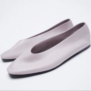 Zara Leather Lilac Flats - Size 38